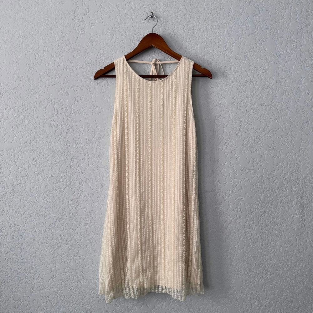 unbranded cream lace patterned low back mini summer dress size x-large
